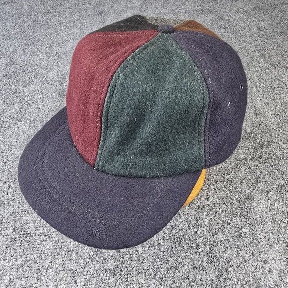 Rare Vintage‎ J.Crew Union Made Wool Patchwork Cap USA 6-Panel Hat Sz M 22" - Picture 2 of 9
